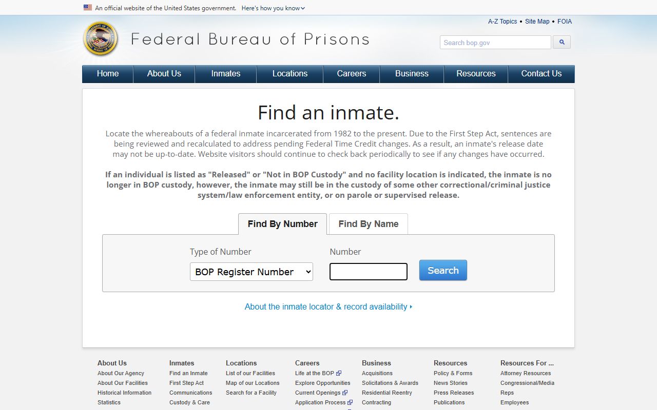 Federal BOP locator for Beaver County federal custody records